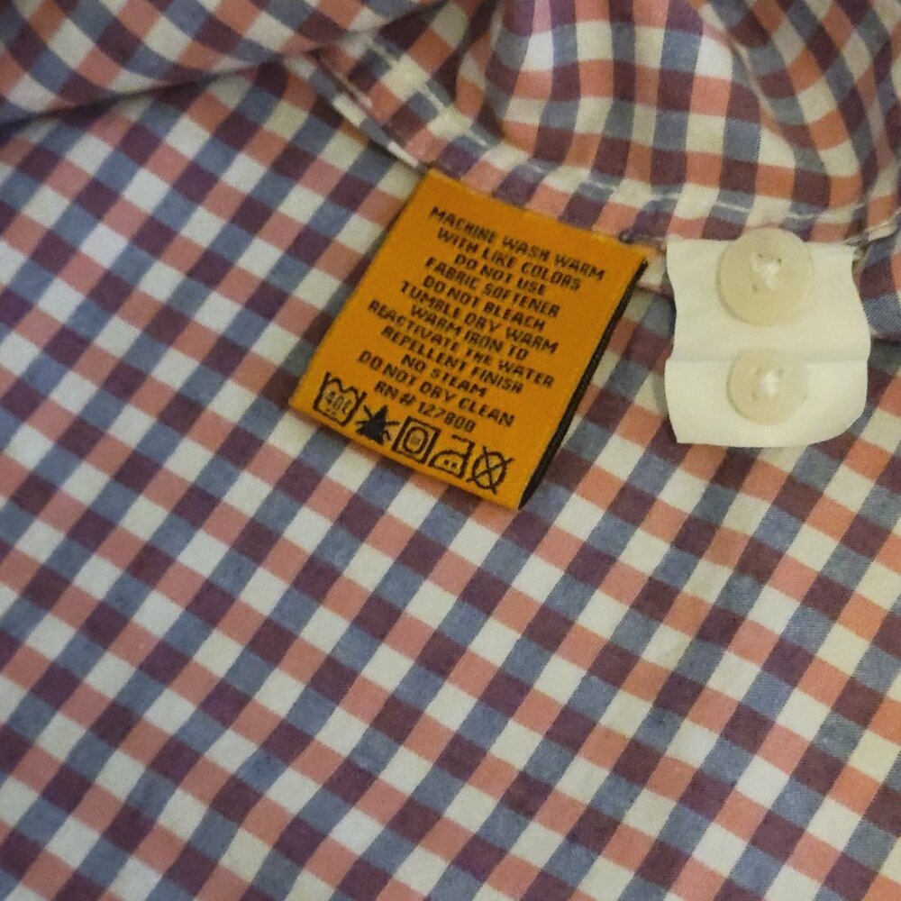 Tailor Vintage Men's XL Cotton Short Sleeve Check Button-Down Shirt Pink Purple - Picture 7 of 7